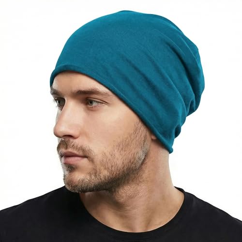 Image of ZLYC Cotton Thin Slouchy Beanie Hat for Men Women Fashion Soft Stretch Knit Skull Cap