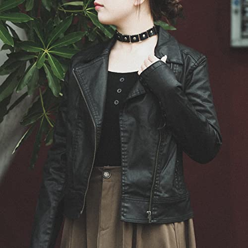 Manfnee Punk Nieten Halskette PU Leder Halsband Damen Spike Halskette für Männer Frauen Gothic Schmuck