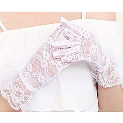 White Lace Gloves Women Ladies Elegant Short Sun Protection Lace Glove, Princess Dress Gloves for Wedding Dinner Party4
