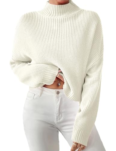 Image of Libsorge Womens Oversized Mockneck Cute Cable Knit Sweater Winter Fall 2025 Ladies Dressy Casual Lightweight Pullover Tops