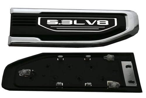 Image of Pair New 5.3L V8 Vent Emblems Kit 3D Driver Passenger Side Badge Compatible with 2019-2026 GMC Sierra GM 85160715 86532094 (5.3L V8-Chrome)