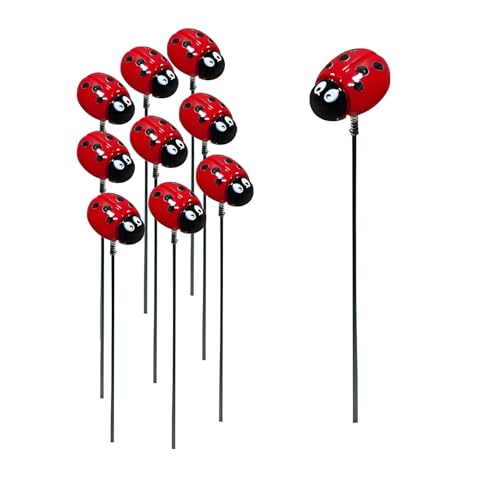 JZZNNFEZN Ladybug Garden Stakes Decor,10Pcs Garden Stakes Decorative Outdoor Lawn