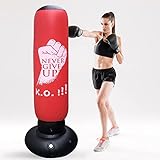 🥊【Material engrosado mejorado】La durabilidad en el saco de boxeo para niños es la prioridad cuando diseñamos este producto. El espesor aumenta de 0,25 mm a 0,3 mm. Hecho de material de PVC duradero de alta calidad, la parte superior está llena de aire, por lo que es lo suficientemente suave para patear y golpear, y lo suficientemente fuerte. Puedes sentir el grosor y la dureza que es mejor que la mayoría de las otras bolsas de boxeo en el mercado cuando lo tocas.