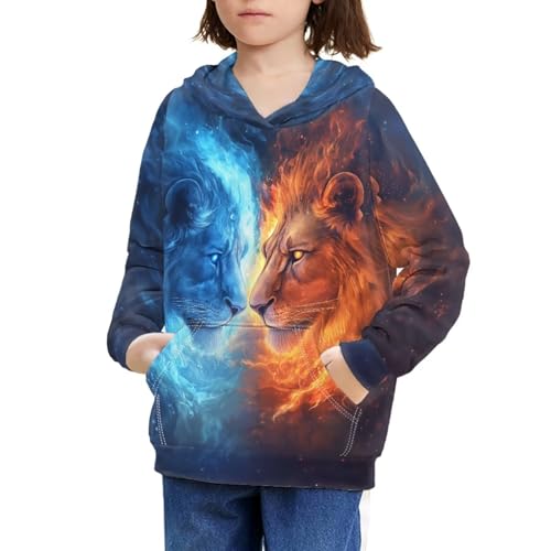 Image of WELLFLYHOM Boys Hooded Sweatshirts Hoodie Pullover Cool Graphic Crewneck Blouses Size 6-16