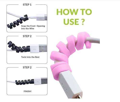 Image of 3 Pack Spiral Cable Protectors & Wire Protectors Spring Wire for All Wired Accessories for USB Charger, Data Cable, Headphones, MacBook, Laptop, Elastic Cord Saver (Multi-Color)