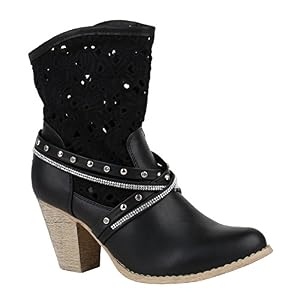 stiefelparadies Damen Schuhe Cowboy Boots Leder-Optik Stiefeletten Blockabsatz Stiefel 155842 Schwarz Nieten 40 Flandell stiefelparadies Damen Schuhe Cowboy Boots Leder-Optik Stiefeletten Blockabsatz Stiefel 155842 Schwarz Nieten 40 Flandell