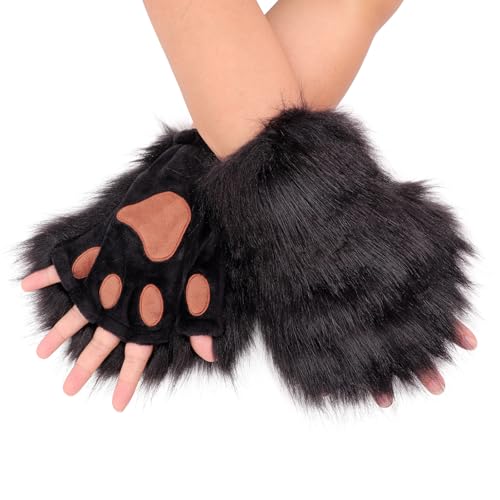 Miniatura 6 de Dreshow Cola De Zorro De Piel Sintética Peluche Gato De Lobo Máscara Disfraz De Fiesta De Halloween Guantes De La Pata Cosplay Set Para Mujeres