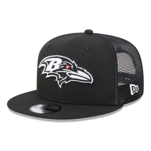 New Era Men's Black/White Baltimore Ravens 9FIFTY Snapback Trucker Hat