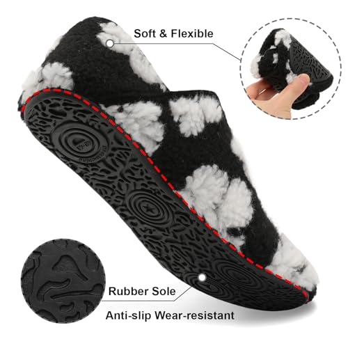 Image of Fires Womens Mens Slippers with Rubber Sole Soft-Lightweight House Slipper Socks Around House Shoes Non Slip Indoor /Outdoor