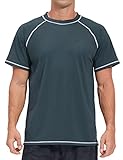Men's Swim Shirts Rash Guard UPF 50+ UV Sun Protection T-Shirt Quick Dry Fishing Beach T Shirts Short Sleeve(Grey,XL)