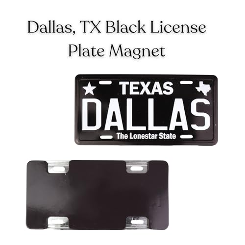 Imán mini placa Dallas Texas diseño negro 3.5x1.10 pulg miniatura 4