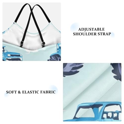 Pigsaly Girls One Piece Swimsuits Blue Monster Trucks Kids Cross Back Swimwear Toddler Beach Sport Bathing Suit 3T3