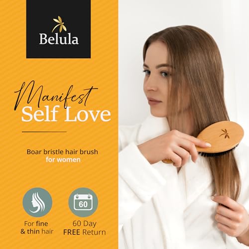 100% Boar Bristle Hair Brush Set. Soft Natural Bristles for Thin and Fine Hair. Restore Shine And Texture. Wooden Comb, Travel Bag and Spa Headband Included! - Image 3