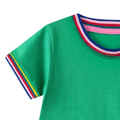 Image of HILEELANG Little Girl Short Sleeve Dress Easter Cotton Casual Applique Tunic Shirt Dresses
