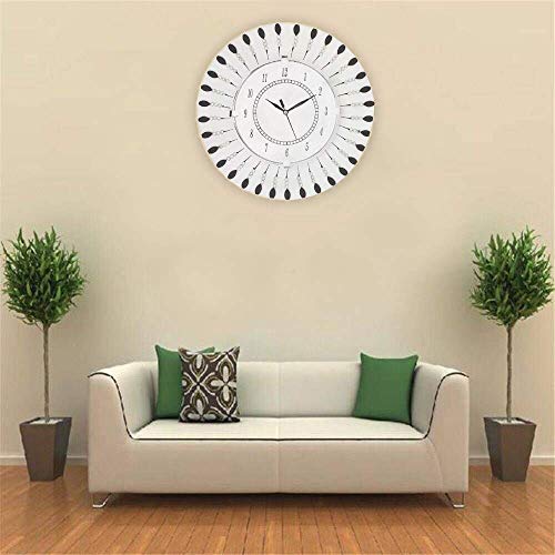 Image of Wooden Peacock Theme Wall Clock Round Quartz Analog Decorative Antique Clock for Home Decoration