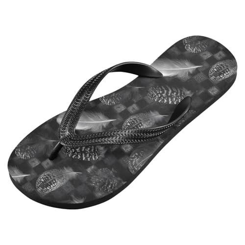 Flip Flop Sandals Dark Feather Print for Women Men Beach Outdoor XS2
