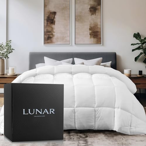Lunar - Luxury Ethical Goose Down Comforter - All-Season, 400 Thread Count Ultra-Soft Sateen, RDS & Oeko-TEX Certified Duvet Insert with Eight (8) Corner Loops (King Size)