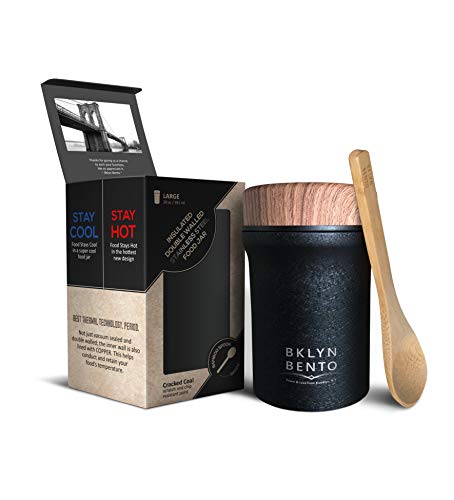 Thermos Food Jar For Hot Food & Soup with Bamboo Spoon. Wide Mouth