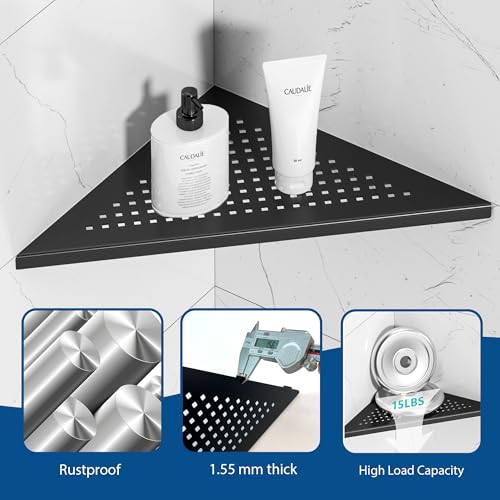 Neodrain Shower Corner Shelf Stainless Steel Bathroom Shelf Black Shower Caddy Storage Tiles Recessed for Bathroom Kitchen 2 Pack - Image 2