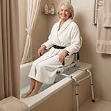 NEWTRY SlidingTransfer Bench for Bath Tub,360°Swivel Seat Height Adjustable Bathtub Transfer Bench with Armrest & Safety Belt, 220 lbs Capacity for Elderly & Disabled Inside Shower