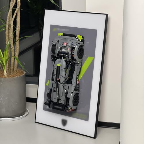 Image of iLuane Display Wallboard for LEGO Technic Peugeot 9X8 24H Le Mans Hybrid Hypercar 42156 Collectible Race Car Building Kit, Adult Collectibles Wall Mount, Home or Office Decor (No Car Included)