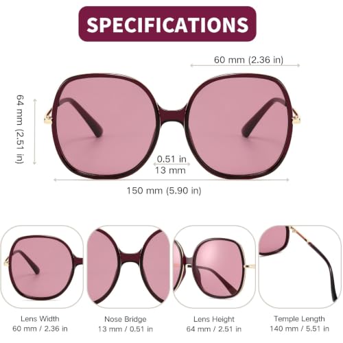 Image of Freckles Mark 70s Super Oversize Square Sunglasses for Women Vintage Rectangular Plastic Frame