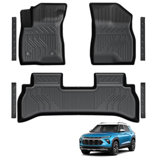 LUMWAY Floor Mats for Chevy Trailblazer FWD ONLY 2026 2025 2024 2023 2022 2021 TPE All Weather Durable 1st and 2nd Row Floor Liners Door Sill Guards for Chevy Trailblazer Accessories