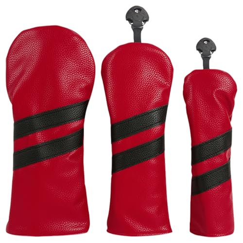 Couvre-club de golf lot de 3 housses de protection en cuir synthétique rayé pour bois