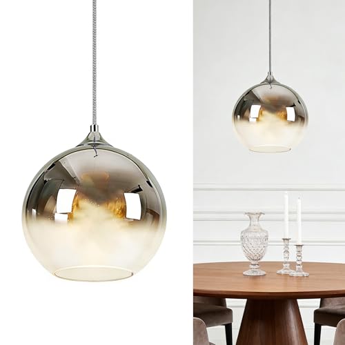 Ohne Stromanschluss Hängelampen mit Fernbedienung Modern Glas Hängelampe mit batterie Batteriebetrieben Pendelleuchte mit 6 RGB Farben dimmbar Innen Pendelleuchte keine Verkabelung erforderlich