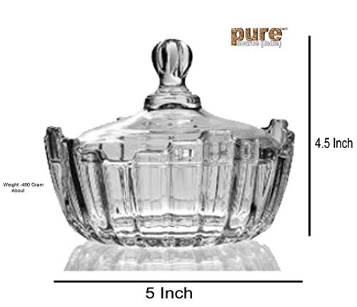 Image of Pure Source India Glass Candy Jar /Candy Bowl 5 Inch - Multicolor, 500 Ml