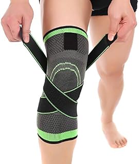 Knee Support for Running, Sport Elastic Nylon Knee Brace with Strap Compression for Joint Pain Woman Men, Adjustable Knee Sleeves for Knee Pain Relief