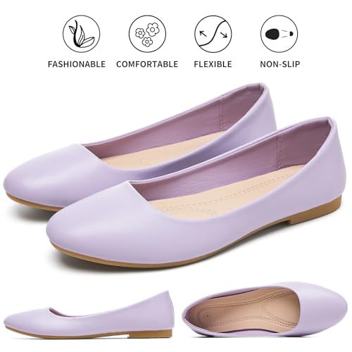 Image of Hash Bubbie Women's Flats Shoes Ballet Flats Dress Shoes Comfortable PU Leather Slip on Shoes for Women