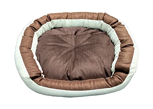 Image of Large Size Dog and Cat Bed Egg Shape Export Quality Ultrasoft Micro Fiber Filling for Extra Comfert Dual Color Cream-Brown Machine Washable Anti Skid Base Pet Bed