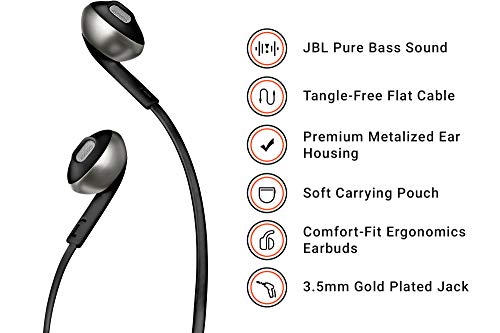 JBL JBLT205BLK Écouteurs avec microphone Noir - Les Beatles, Paul McCartney, John Lennon, RIngo Starr, George Harrison JBL JBLT205BLK Écouteurs avec microphone Noir – Image 3