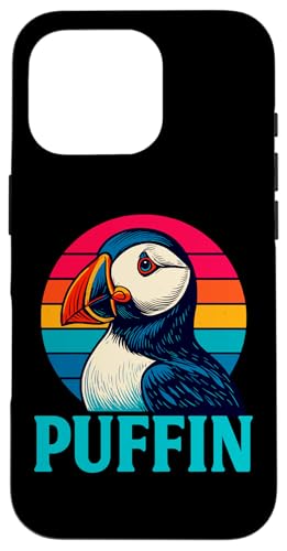 パフィン レトロ 鳥好き 面白い 自然 スマホケース iPhone 16 Pro 用