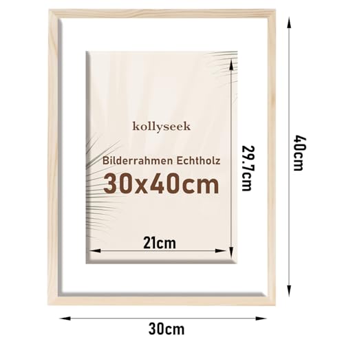kollyseek Picture Frame 30 x 40 cm Real Wood with Mount Wooden Frame with Acrylic Glass Pine Wood Photo Frame with Shatterproof Acrylic Glass Panels Picture Frame Wood Room Decoration - Image 2