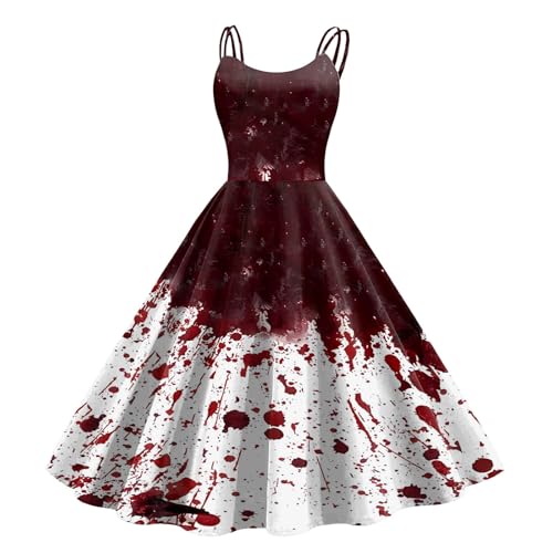 Halloween Rock Damen Kleider Große Größen Festlich Winterkleid Elegant Winter Cocktail Rote Kurz Goldene Hochzeit Rückenfreie Langarm Kleid...