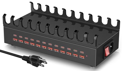 Station de charge 300 W USB rapide avec organiseur multi-prise pour iPad et Kindle