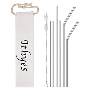Ithyes Herbruikbare metalen rietjes lange roestvrijstalen rietjes drinkstro voor 20/30 oz tumblers met reiskoffer en…