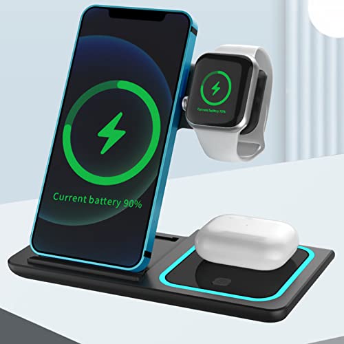 Chargeur sans fil pliable 15W : station de charge 3 en 1 induction rapide