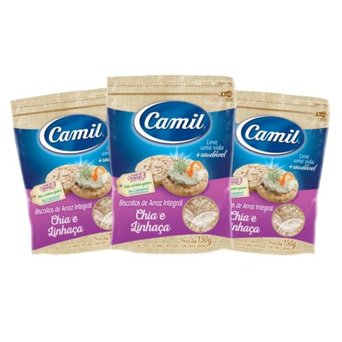 Biscoito/Bolacha de Arroz Camil Chia e Linhaça 3unx150g