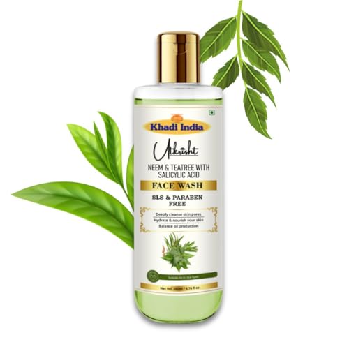 Image of Khadi Neem & Tea Tree Face Wash 200ml | Herbal & Natural | With Salicylic Acid | For Acne & Pimples | Brightens & Evens Skin Tone | SLS & Paraben Free | For All Skin Types | Men & Women