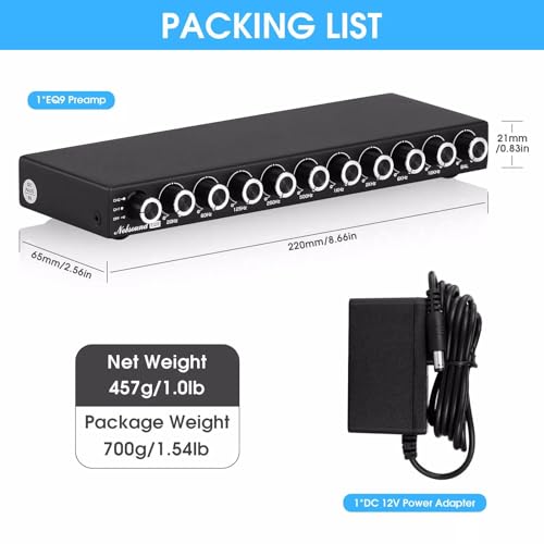 Nobsound HiFi 9-Band Stereo EQ Vorverstärker Analoger Equalizer Audioprozessor für Zuhause/Auto (EQ9)