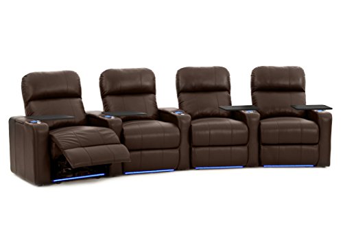 Octane Seating Turbo XL700 Home Theater Power Recline - Lighted Cup Holders & Baserail - Row 4 Curved - Storage Arms - Memory Foam