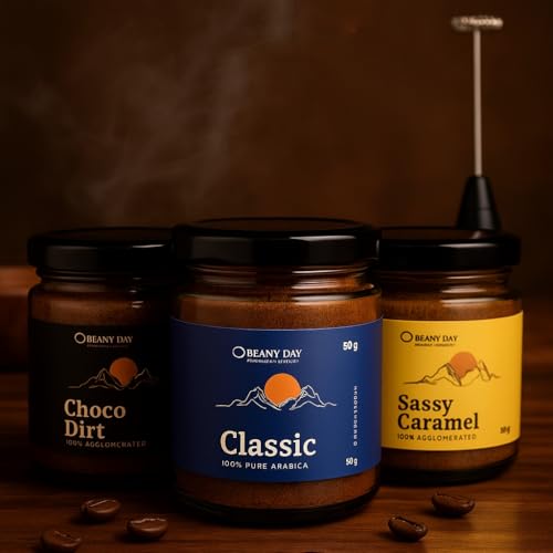 Image of Free Frother Coffee Trio - Classic, Sassy Caramel, Choco Dirt Mocha (50g x 3-150g) | Instant Coffee Pack |