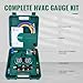 Hong Sen Automotive AC Manifold Gauge Set, R1234yf and R134a Car Air Conditioning Recharge Kit, 800 PSI Dual-Scale HVAC Gauges with 5FT Hoses, Quick Couplers, Adapters, and Carrying Case