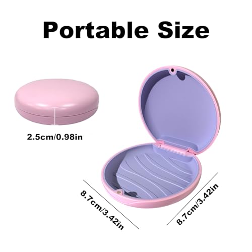 Maoerdental 2PCS Retainer Case Compatible with Invisalign,Cute Slim Aligner Case,Customized Magnetic Closure Orthodontic Retainer Cases (2 Pack Pink + Purple Silicone)