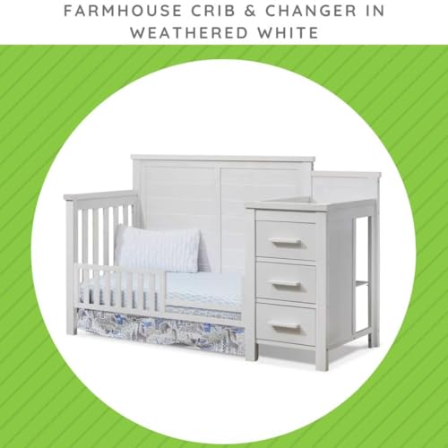 Image of Toddler Bed Safety Guard Rail for Sorelle Convertible Cribs - Solid Wood Rail for Convertible Crib to Toddler Bed Conversion - Safety Bed Rail for Children (Model #148, Weathered White)