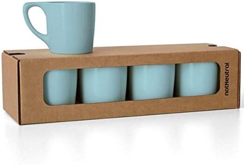 notNeutralLino 10 oz Porcelain Coffee Cups | for Specialty Coffee Drinks, Latte, Cappuccino, Mocha and Tea | for Personal, Restaurant, Commercial Use | Ozone Blue Set of 4