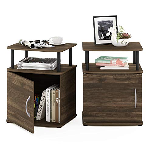 Image of Furinno Jaya 2-Tier Side Table Set of 2, with Open Shelf, Columbia Walnut